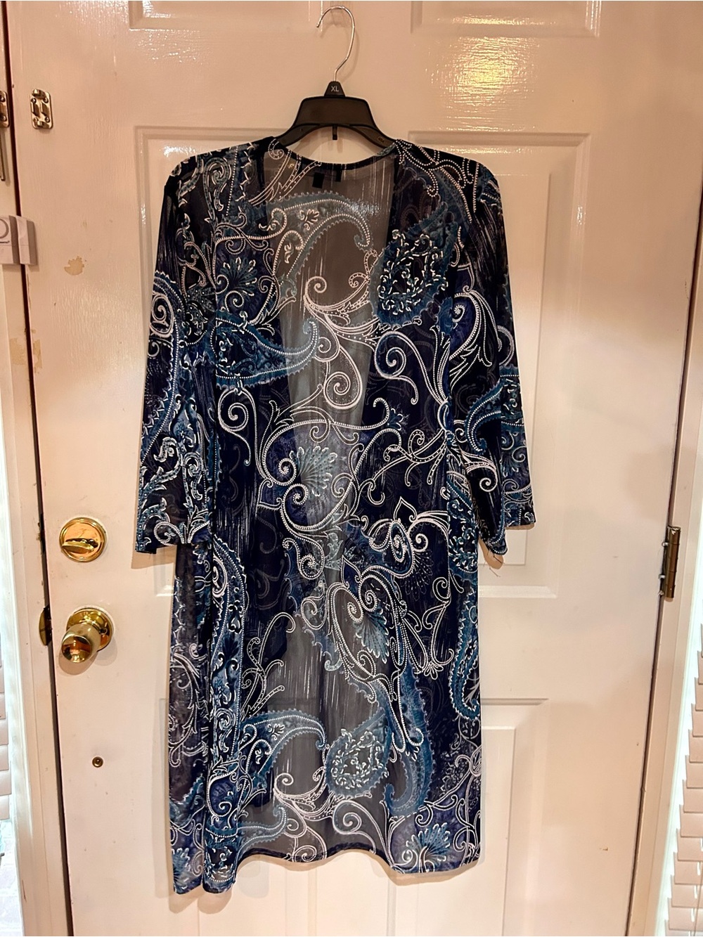 R&M Richards Navy and Teal Paisley Layered Dress Set - Picture 13 of 13